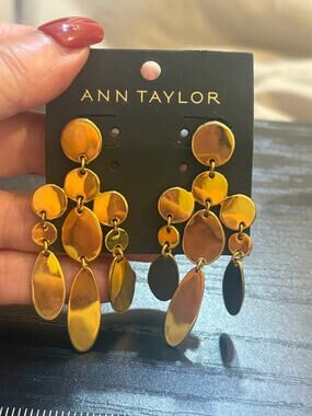 Copied - Bold Elements Pink Beaded Dangle Earrings Gold Tone NWT